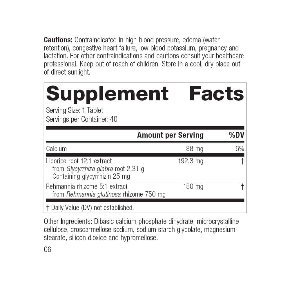 Adrenal Complex Ingredients - 120 Tablets - Standard Process