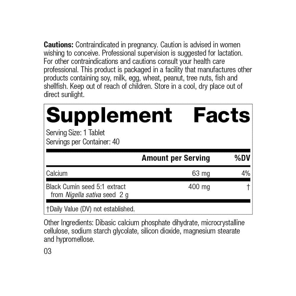 Black Cumin Seed Forte Ingredients - 40 tablets - Medi-Herb