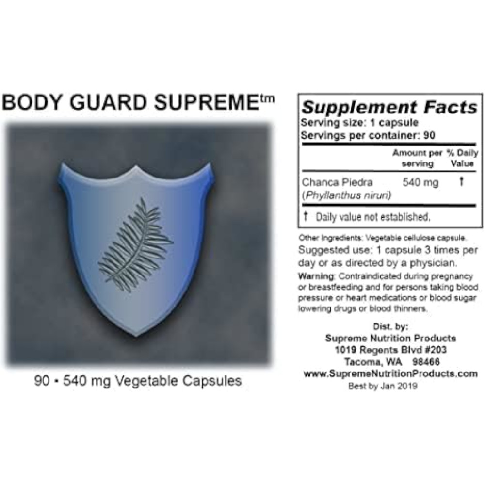 Bodyguard Supreme Ingredients - 90 Capsules - Supreme Nutrition