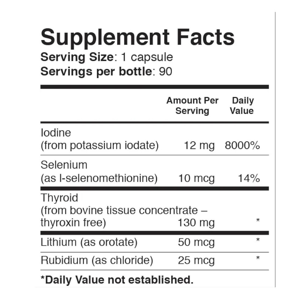 ReGenerZyme Thyroid Ingredients - 90 capsules - VerVita